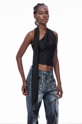 Carlo Lace Kesikli Saten Üst